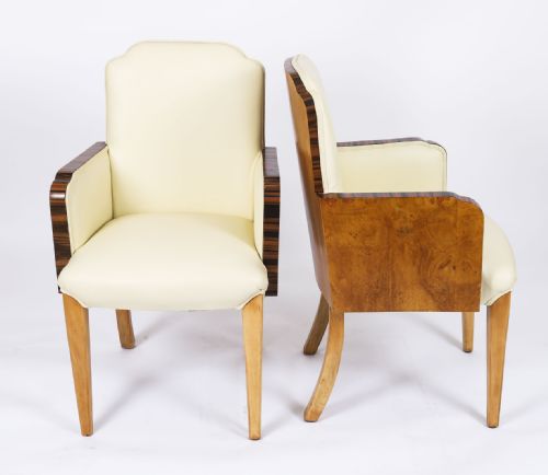 ANTIQUE SET 8 ART DECO BURR WALNUT CLOUD BACK CHAIRS EPSTEIN CIRCA 1920 - ADDITIONAL PHOTO 1