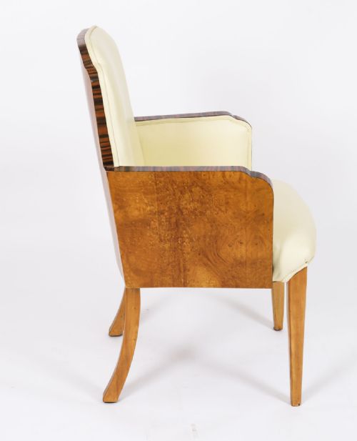 ANTIQUE SET 8 ART DECO BURR WALNUT CLOUD BACK CHAIRS EPSTEIN CIRCA 1920 - ADDITIONAL PHOTO 3