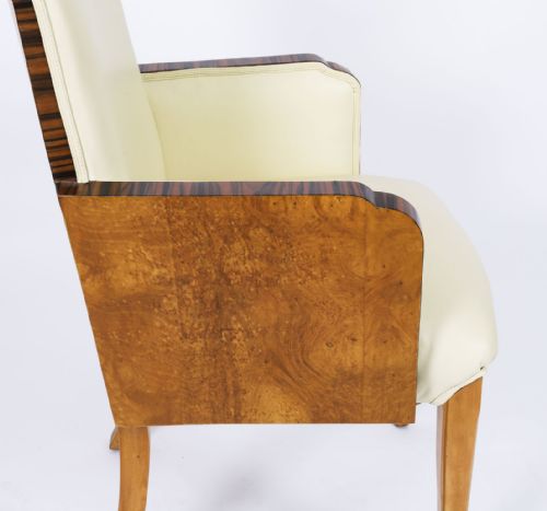 ANTIQUE SET 8 ART DECO BURR WALNUT CLOUD BACK CHAIRS EPSTEIN CIRCA 1920 - ADDITIONAL PHOTO 6