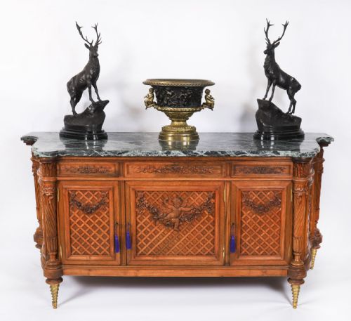 fig 1. Antique Important Commode / Server by Maison Grimard Paris 19th C