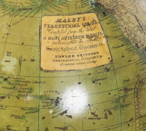 ANTIQUE VICTORIAN TERRESTRIAL 12INCH TABLE GLOBE BY MALBY'S19TH C - ADDITIONAL PHOTO 2
