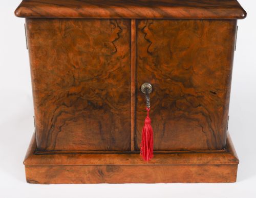 ANTIQUE VICTORIAN BURR WALNUT CIGAR HUMIDOR COLLECTORS CABINET C1870 19TH C - ADDITIONAL PHOTO 6