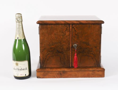 ANTIQUE VICTORIAN BURR WALNUT CIGAR HUMIDOR COLLECTORS CABINET C1870 19TH C - ADDITIONAL PHOTO 11