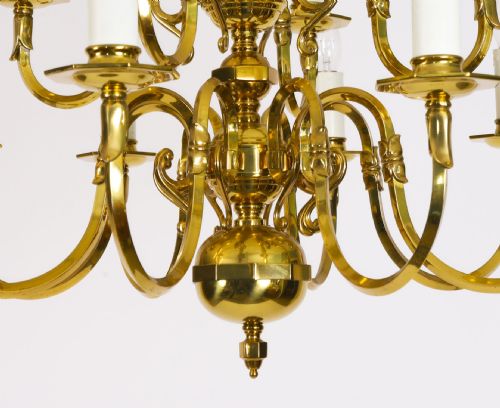 fig 2. Antique Dutch Renaissance Brass Two-tier Chandelier Circa 1920