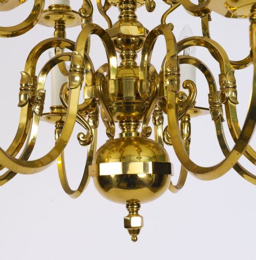 fig 3. Antique Dutch Renaissance Brass Two-tier Chandelier Circa 1920