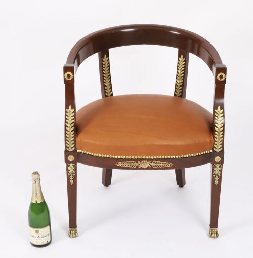ANTIQUE FRENCH EMPIRE REVIVAL ORMOLU MOUNTED ARMCHAIR 19TH C - ADDITIONAL PHOTO 12