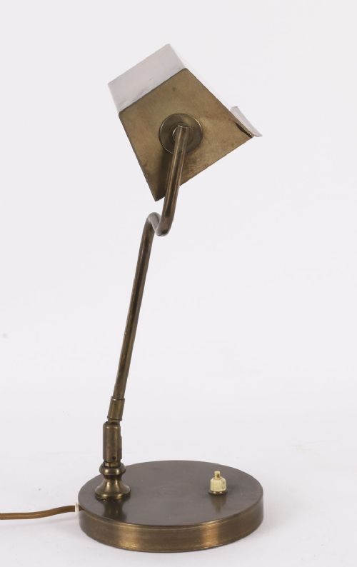 fig 1. Antique Swedish Art Deco Articulated Brass Bankers Lamp Desk Lamp 20th C