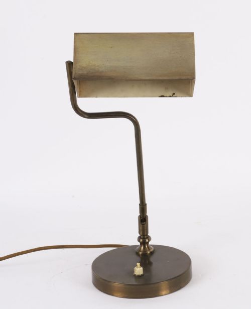 fig 3. Antique Swedish Art Deco Articulated Brass Bankers Lamp Desk Lamp 20th C