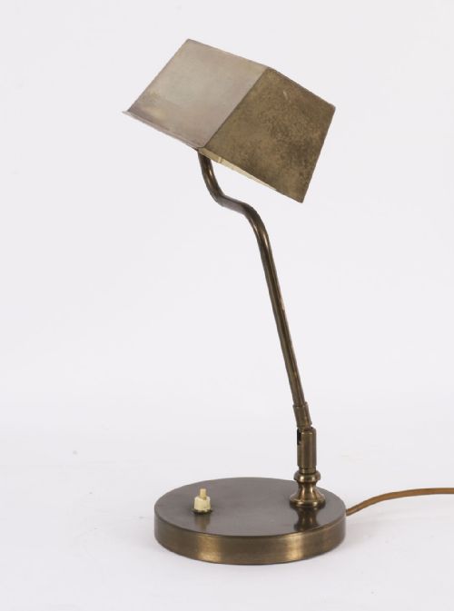 fig 4. Antique Swedish Art Deco Articulated Brass Bankers Lamp Desk Lamp 20th C
