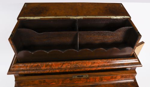 ANTIQUE VICTORIAN BURR WALNUT INLAID POP UP DAVENPORT DESK 19TH C - ADDITIONAL PHOTO 6