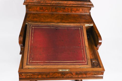 ANTIQUE VICTORIAN BURR WALNUT INLAID POP UP DAVENPORT DESK 19TH C - ADDITIONAL PHOTO 10