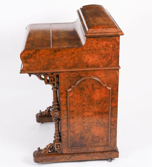 ANTIQUE VICTORIAN BURR WALNUT INLAID POP UP DAVENPORT DESK 19TH C - ADDITIONAL PHOTO 12