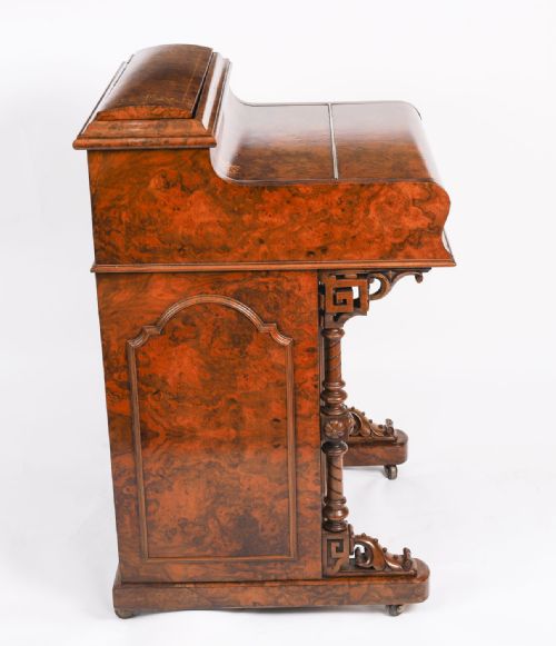 ANTIQUE VICTORIAN BURR WALNUT INLAID POP UP DAVENPORT DESK 19TH C - ADDITIONAL PHOTO 13