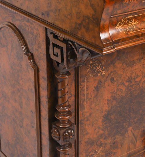 ANTIQUE VICTORIAN BURR WALNUT INLAID POP UP DAVENPORT DESK 19TH C - ADDITIONAL PHOTO 14
