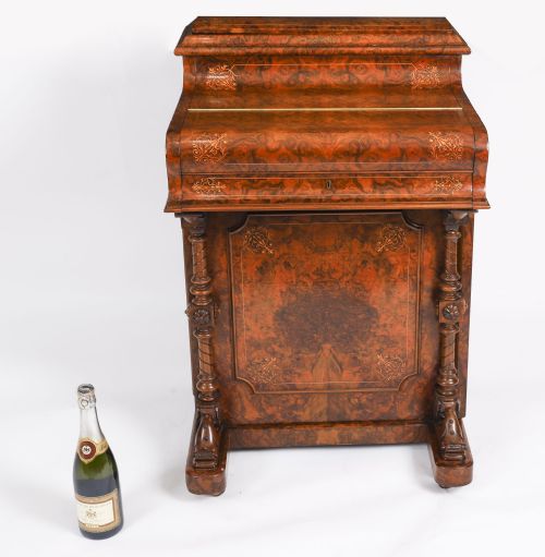ANTIQUE VICTORIAN BURR WALNUT INLAID POP UP DAVENPORT DESK 19TH C - ADDITIONAL PHOTO 17