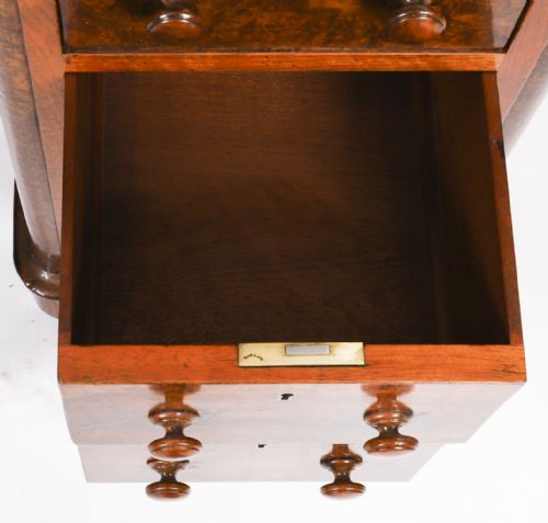 ANTIQUE VICTORIAN BURR WALNUT TWIN PEDESTAL DESK C1860 19TH C - ADDITIONAL PHOTO 12