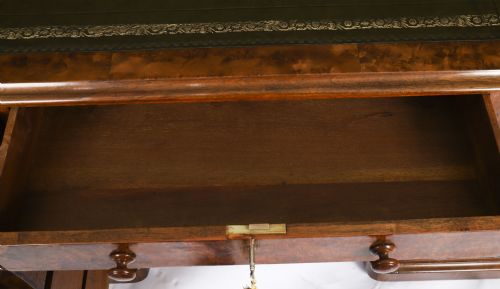 ANTIQUE VICTORIAN BURR WALNUT TWIN PEDESTAL DESK C1860 19TH C - ADDITIONAL PHOTO 13