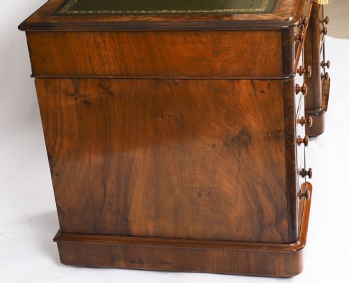 ANTIQUE VICTORIAN BURR WALNUT TWIN PEDESTAL DESK C1860 19TH C - ADDITIONAL PHOTO 14