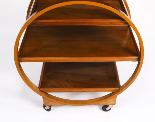 ANTIQUE ART DECO FIGURED WALNUT SERVING TROLLEY C1920 20TH C - ADDITIONAL PHOTO 3