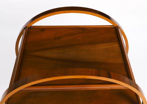ANTIQUE ART DECO FIGURED WALNUT SERVING TROLLEY C1920 20TH C - ADDITIONAL PHOTO 5