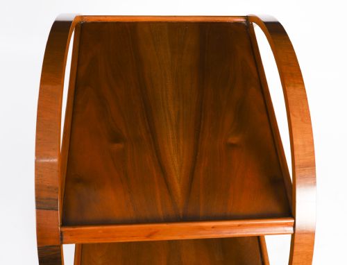 ANTIQUE ART DECO FIGURED WALNUT SERVING TROLLEY C1920 20TH C - ADDITIONAL PHOTO 7