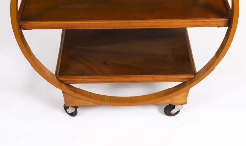 ANTIQUE ART DECO FIGURED WALNUT SERVING TROLLEY C1920 20TH C - ADDITIONAL PHOTO 8