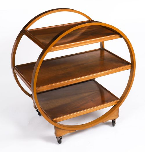 ANTIQUE ART DECO FIGURED WALNUT SERVING TROLLEY C1920 20TH C - ADDITIONAL PHOTO 10