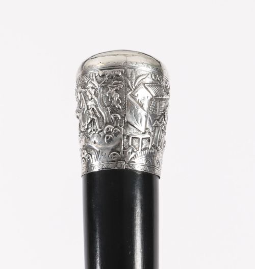 ANTIQUE SILVER MALACCA CHINESE WALKING STICK CANE 19TH C 92CM36INCHES - ADDITIONAL PHOTO 3