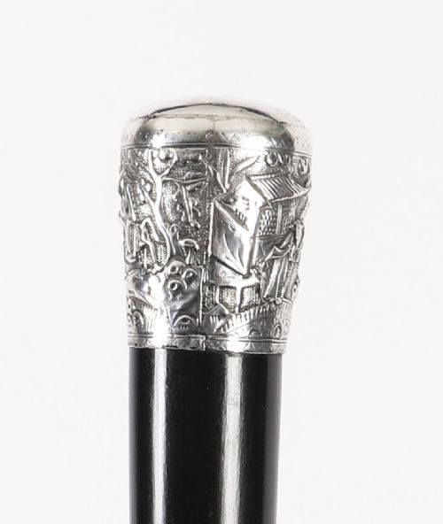 ANTIQUE SILVER MALACCA CHINESE WALKING STICK CANE 19TH C 92CM36INCHES - ADDITIONAL PHOTO 7
