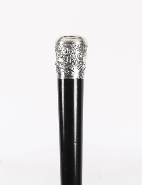 ANTIQUE SILVER MALACCA CHINESE WALKING STICK CANE 19TH C 92CM36INCHES - ADDITIONAL PHOTO 8
