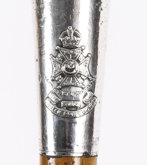 ANTIQUE BRITISH INDIA REGIMENT SILVER PLATED WALKING STICK C1910 91CM36INCH - ADDITIONAL PHOTO 2