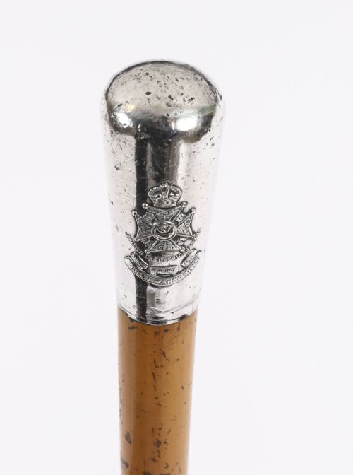 ANTIQUE BRITISH INDIA REGIMENT SILVER PLATED WALKING STICK C1910 91CM36INCH - ADDITIONAL PHOTO 3