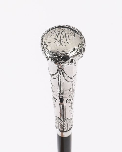 ANTIQUE CONTINENTAL NEOCLASSICAL SILVER WALKING STICK 92CM 365 INCHES - ADDITIONAL PHOTO 4