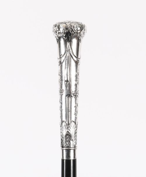 ANTIQUE CONTINENTAL NEOCLASSICAL SILVER WALKING STICK 92CM 365 INCHES - ADDITIONAL PHOTO 5