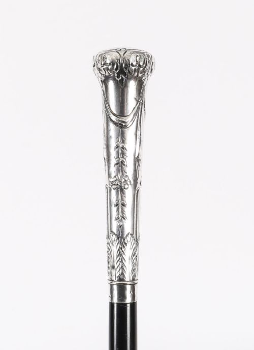 ANTIQUE CONTINENTAL NEOCLASSICAL SILVER WALKING STICK 92CM 365 INCHES - ADDITIONAL PHOTO 6