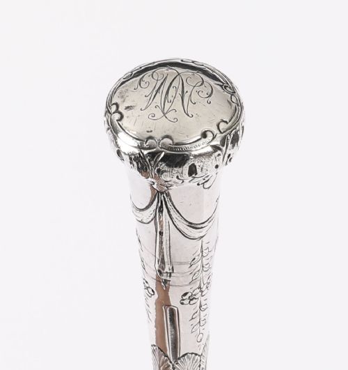 ANTIQUE CONTINENTAL NEOCLASSICAL SILVER WALKING STICK 92CM 365 INCHES - ADDITIONAL PHOTO 7