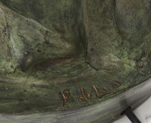 ANTIQUE PAIR LARGE 7FT BRONZE LIBERTAS FIGURAL TORCHERES LAMPS F DE LUCA C1910 - ADDITIONAL PHOTO 7