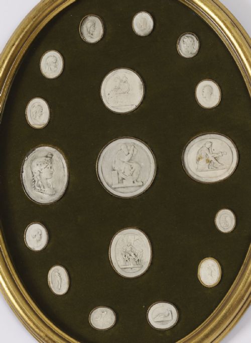 fig 1. Antique Set 17 Framed Grand Tour Giovanni Liberotti Intaglios19th C