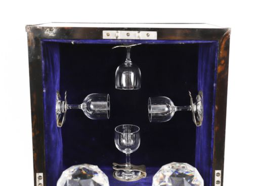 fig 3. Antique Coromandel Silver Mounted Decanter Box Tantalus P & F Schafer 1878