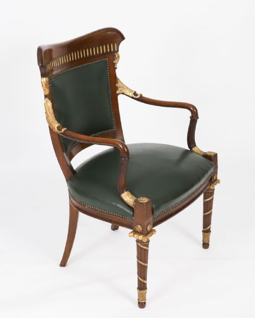 ANTIQUE SET OF 14 FRENCH MAHOGANY GILTWOOD DINING CHAIRS C 1860 19TH CENTURY - ADDITIONAL PHOTO 1
