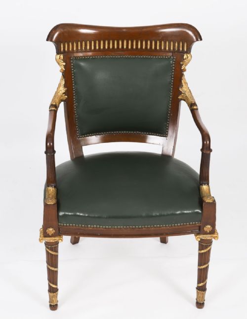 ANTIQUE SET OF 14 FRENCH MAHOGANY GILTWOOD DINING CHAIRS C 1860 19TH CENTURY - ADDITIONAL PHOTO 4