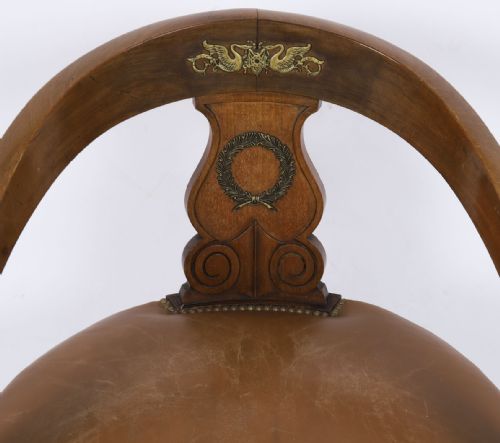 ANTIQUE FRENCH EMPIRE REVIVAL MAHOGANY ORMOLU MOUNTED ARMCHAIR 19TH C - ADDITIONAL PHOTO 3