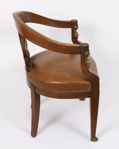 ANTIQUE FRENCH EMPIRE REVIVAL MAHOGANY ORMOLU MOUNTED ARMCHAIR 19TH C - ADDITIONAL PHOTO 5