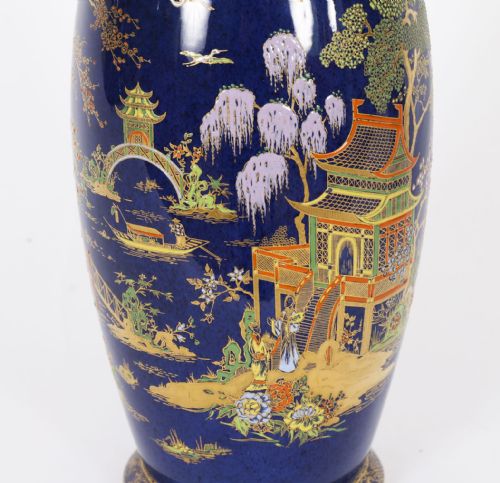 ANTIQUE PAIR CARLTON WARE COBALT BLUE PORCELAIN VASES CIRCA 1920 - ADDITIONAL PHOTO 3