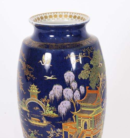 ANTIQUE PAIR CARLTON WARE COBALT BLUE PORCELAIN VASES CIRCA 1920 - ADDITIONAL PHOTO 5