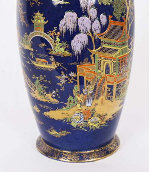 ANTIQUE PAIR CARLTON WARE COBALT BLUE PORCELAIN VASES CIRCA 1920 - ADDITIONAL PHOTO 6