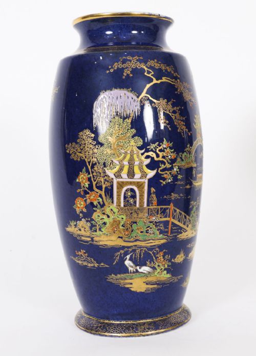 ANTIQUE PAIR CARLTON WARE COBALT BLUE PORCELAIN VASES CIRCA 1920 - ADDITIONAL PHOTO 7