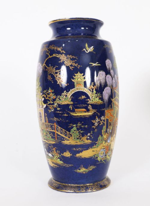 ANTIQUE PAIR CARLTON WARE COBALT BLUE PORCELAIN VASES CIRCA 1920 - ADDITIONAL PHOTO 8