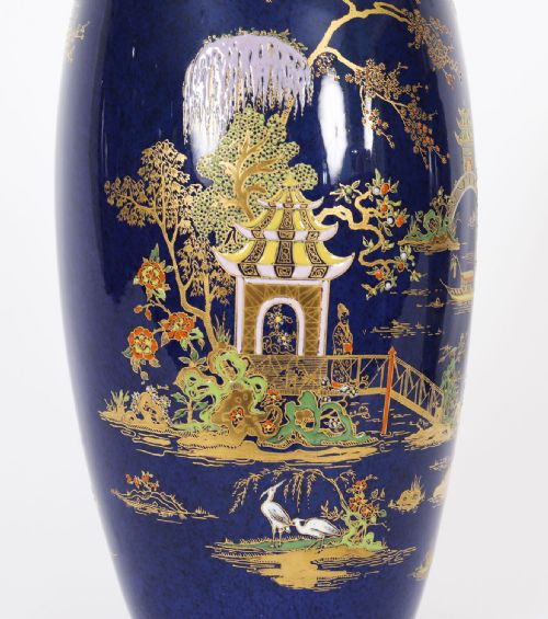 ANTIQUE PAIR CARLTON WARE COBALT BLUE PORCELAIN VASES CIRCA 1920 - ADDITIONAL PHOTO 9