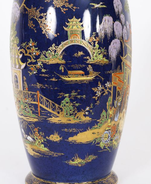 ANTIQUE PAIR CARLTON WARE COBALT BLUE PORCELAIN VASES CIRCA 1920 - ADDITIONAL PHOTO 10